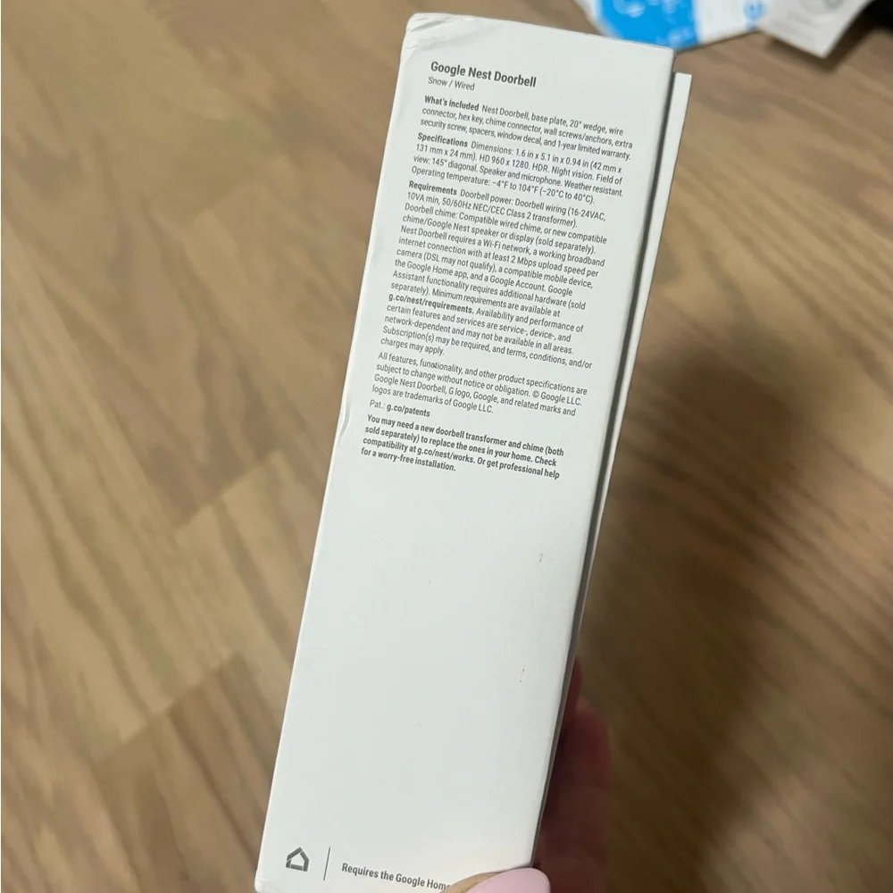 NEW Google Nest Doorbell - (Wired, 2nd Gen) - Wired Video Doorbell Camera Snow